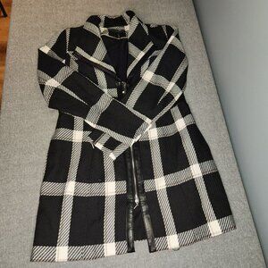 White House Black Market Plaid Zip Front Coat Jacket Medium
